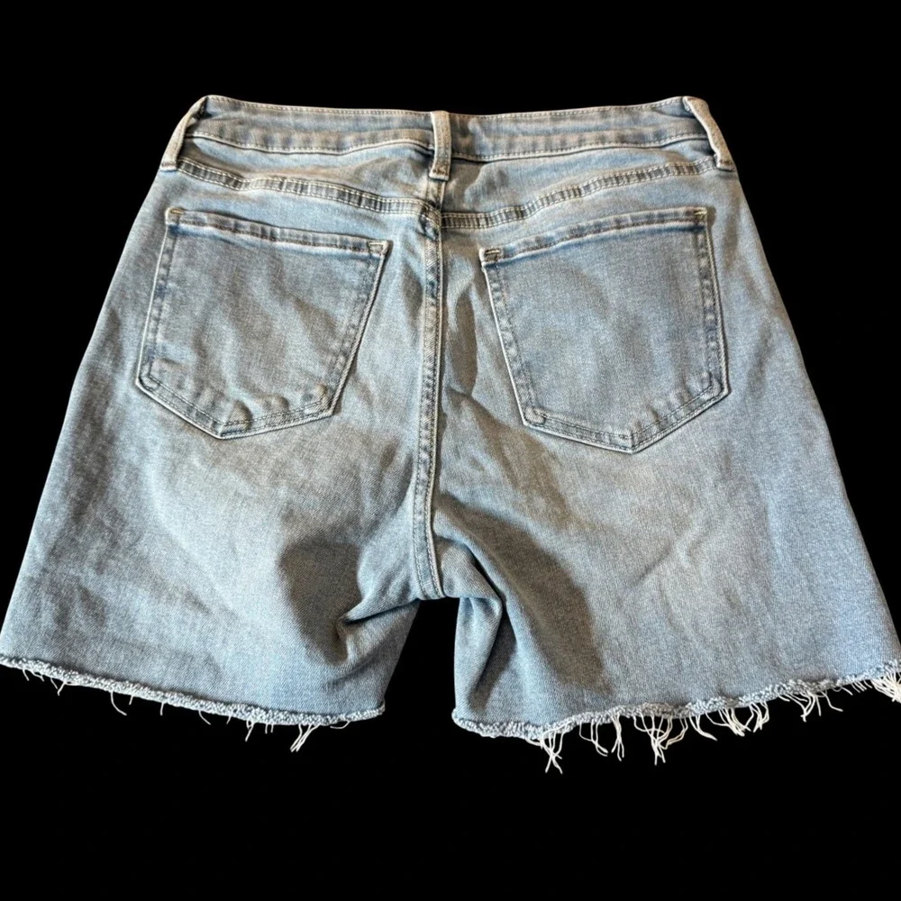 Quince Womens Denim Shorts Jorts 27 Blue Raw Hem Stretch Casual Minimalist Beach